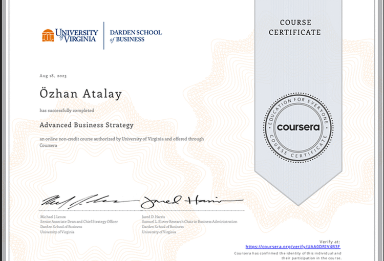 Certificate for Advanced Business Strategy - University of Virginia Certificate for Advanced Business Strategy - University of Virginia
